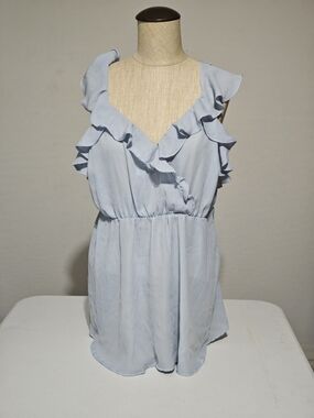 Torrid Pale Blue Spaghetti Strap Ruffled Blouse Size 00